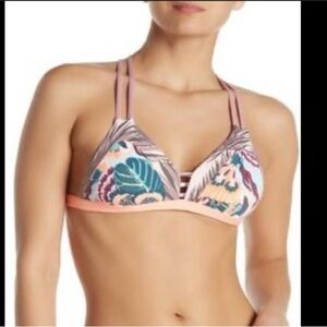 Maaji Pink and Purple Bikini Top with Tropical Print